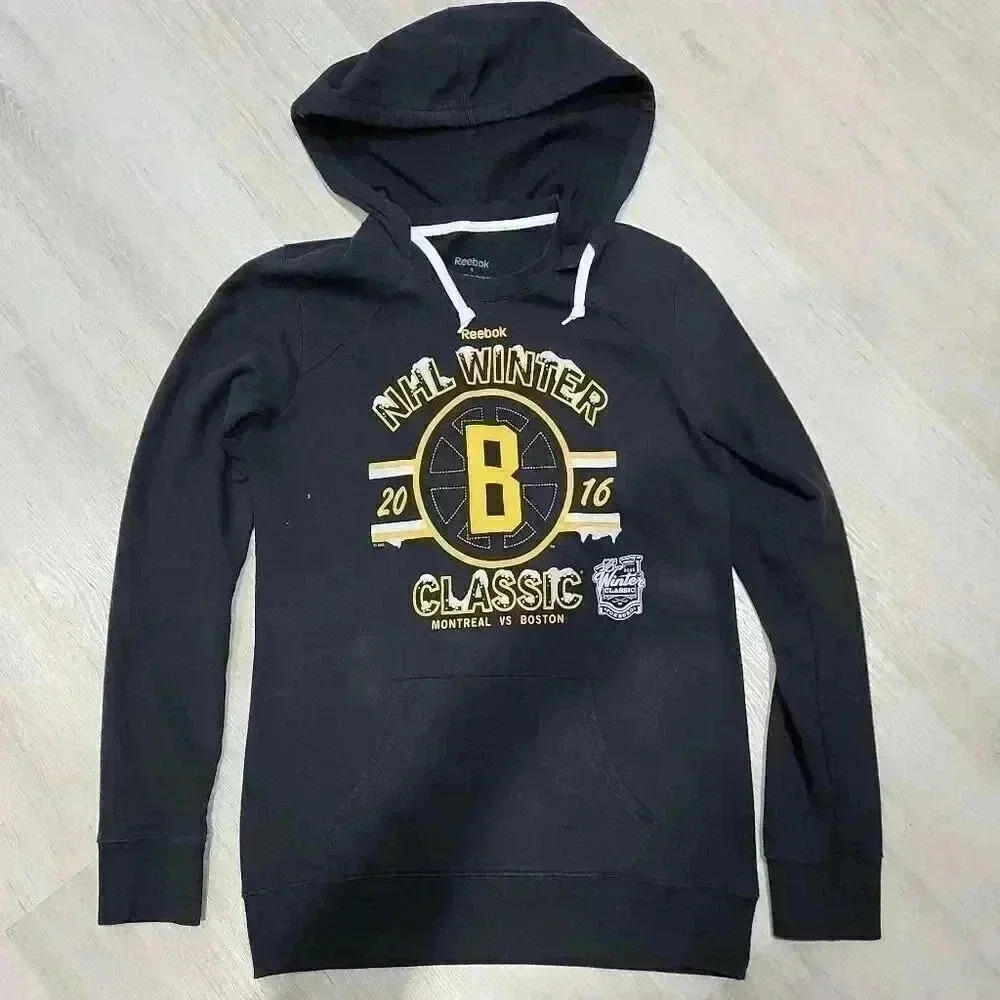 Reebok Women's Boston Bruins WC 2016 Hooded Pullover Sweatshirt Black Small